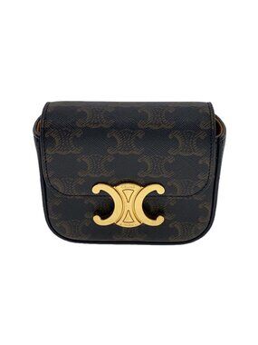 Celine Shoulder Bag Black All over Triomphe Claude